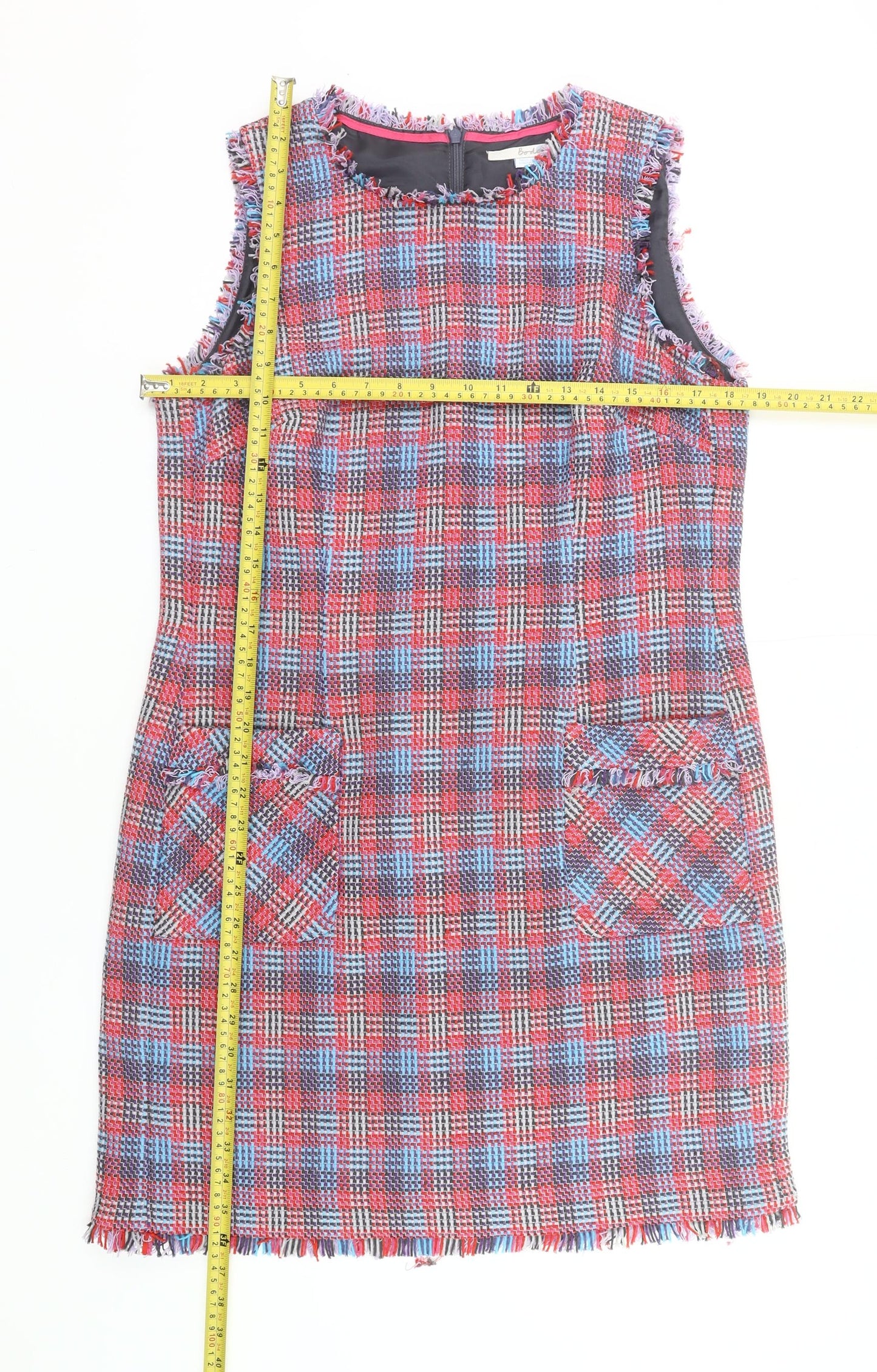 Boden Women’s Multicoloured Check Shift Dress Size 10 Sleeveless
