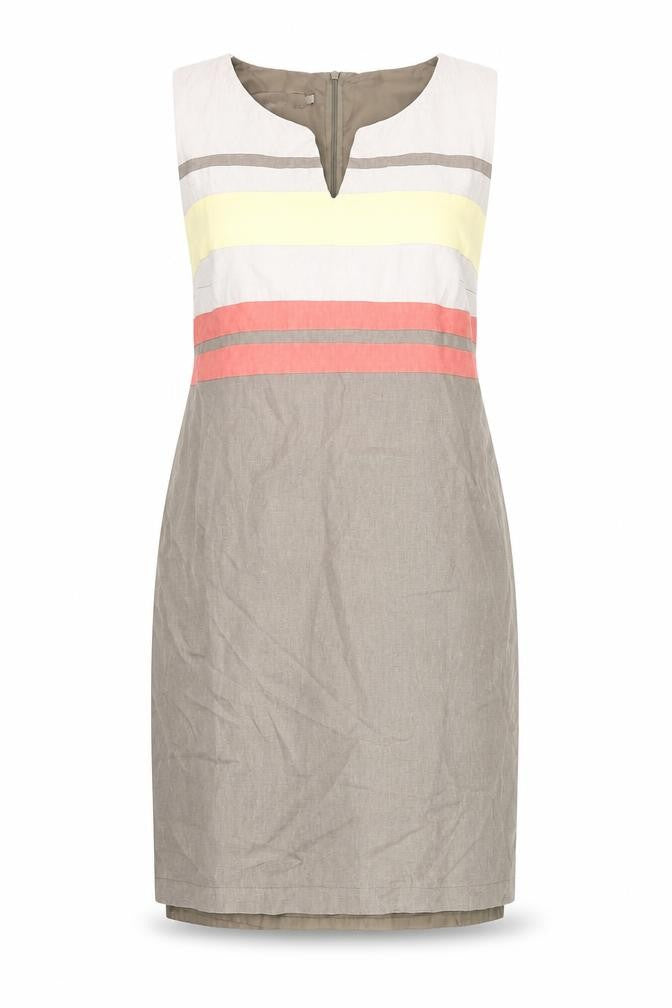 Preview Womens Beige Multicolour Striped Sheath Dress Size 14