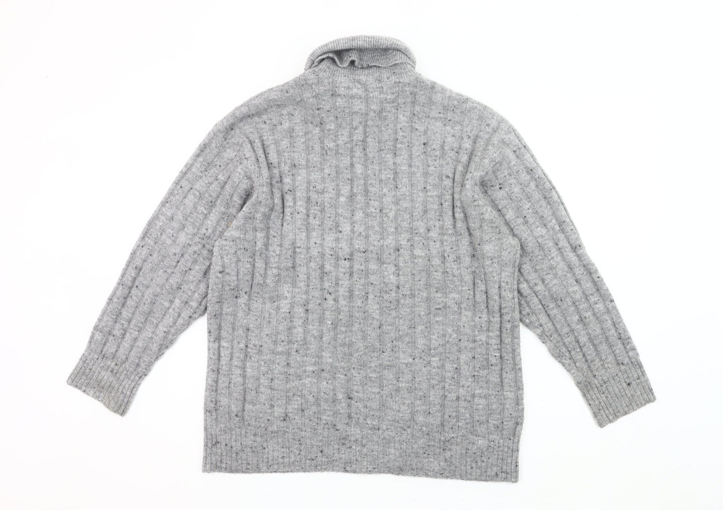 MNG Womens Grey Roll Neck Jumper Size 8 Wool Blend Pullover