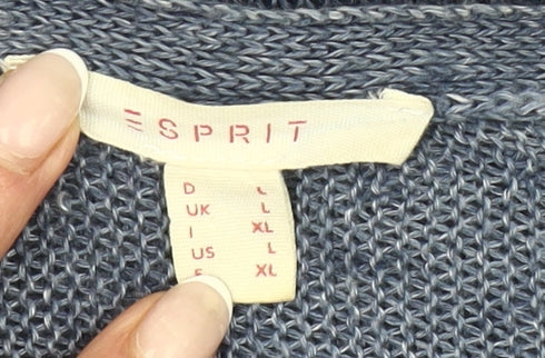 Esprit Women’s Blue Linen Open Cardigan Size L Long Sleeve Knit