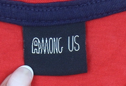 Among Us Boys Red Graphic T-Shirt 10-11 Years Short Sleeve Cotton