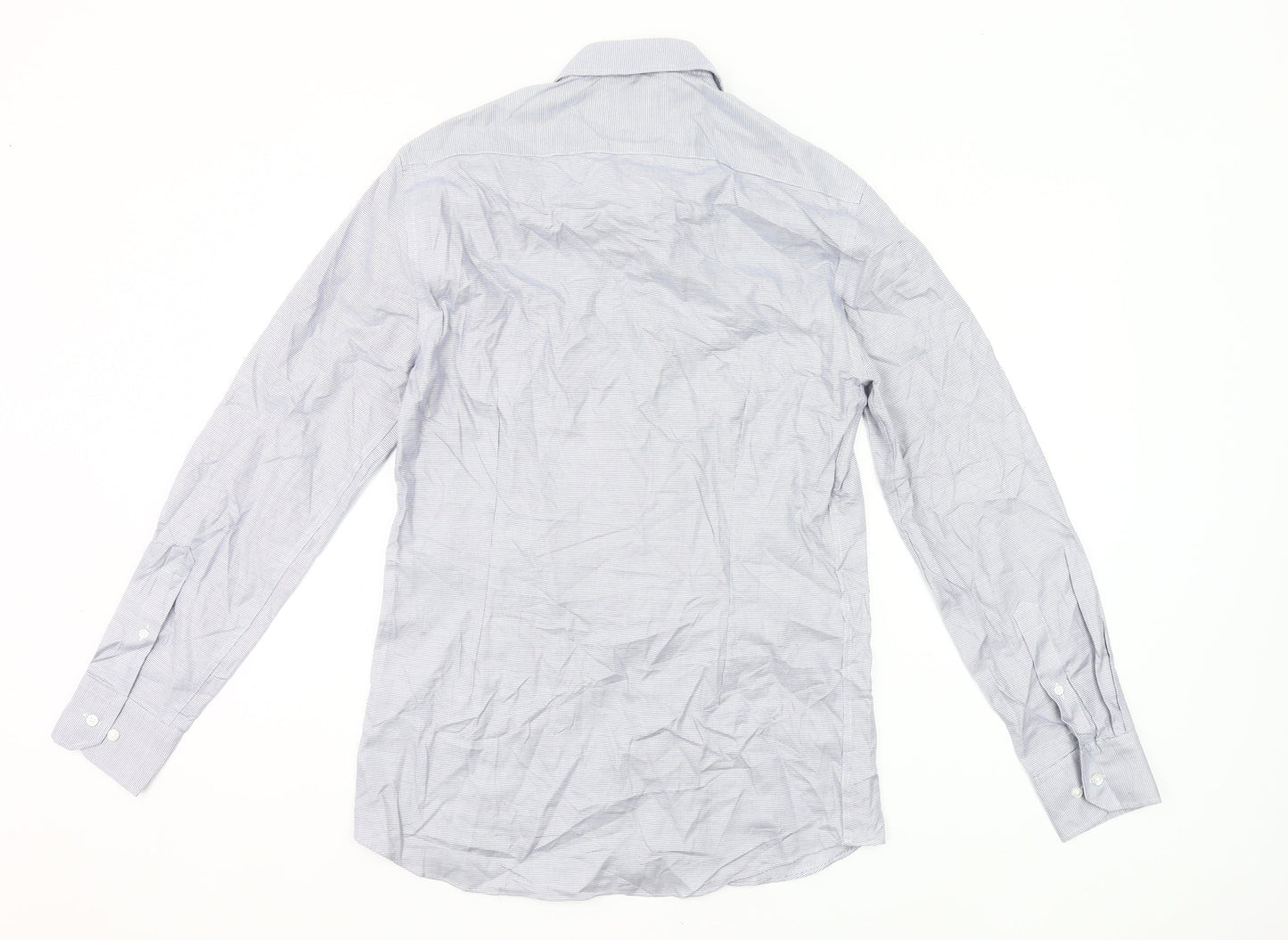Marks and Spencer Men Grey Long Sleeve Cotton Button-Up Shirt Size 15