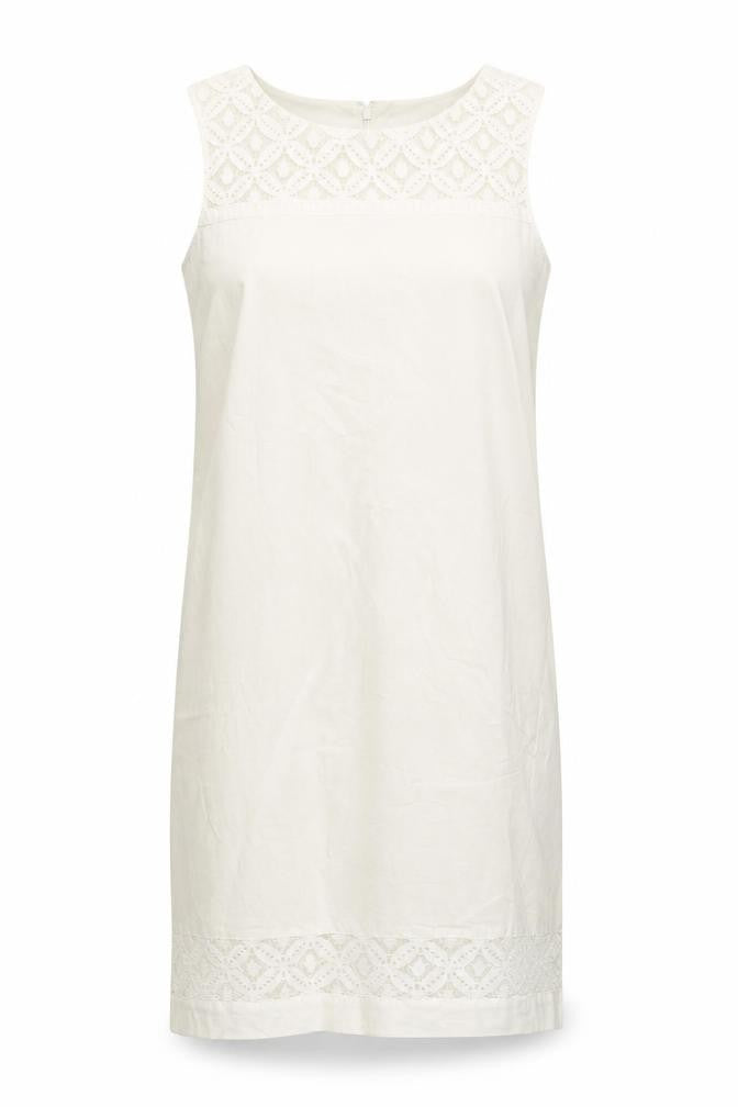 Front view of Papaya Women’s Ivory Sleeveless Sheath Knee Length Dress, size UK 8