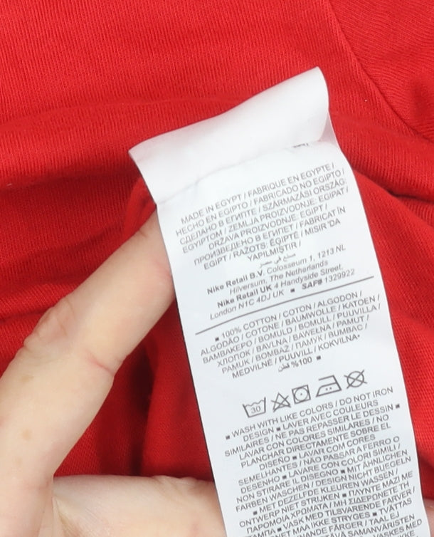 Nike Boys Red T-Shirt 13-14 Years Short Sleeve Crew Neck Sports Top