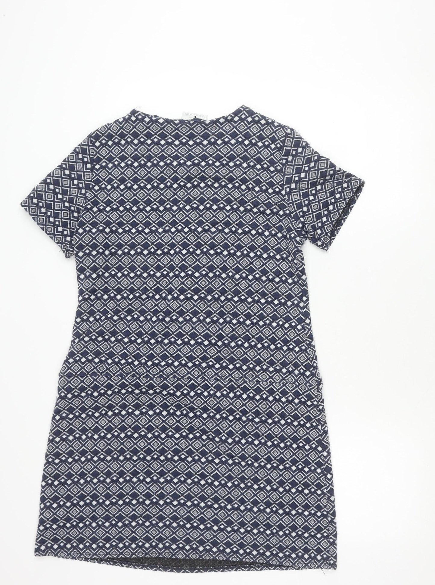 Wallis Petite Women’s Blue UK 12 Shirt Dress Geometric Knee Length