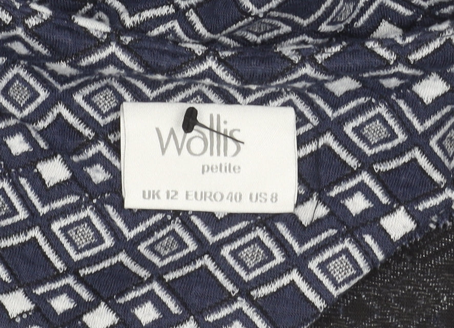 Wallis Petite Women’s Blue UK 12 Shirt Dress Geometric Knee Length