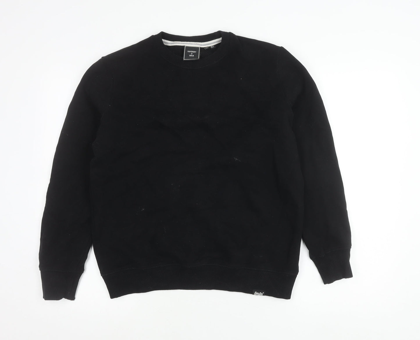 Superdry Womens Black Crew Neck Sweatshirt Size 8 Pullover