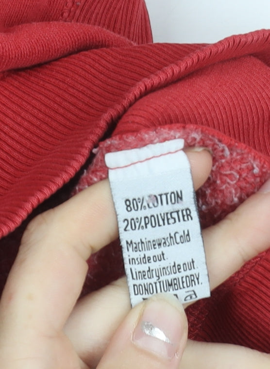 Superdry Boys Red Pullover Hoodie Medium Logo Print Cotton Blend