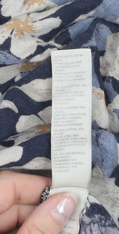 Fat Face Women’s Blue Floral Cotton Modal Tunic Blouse UK 8