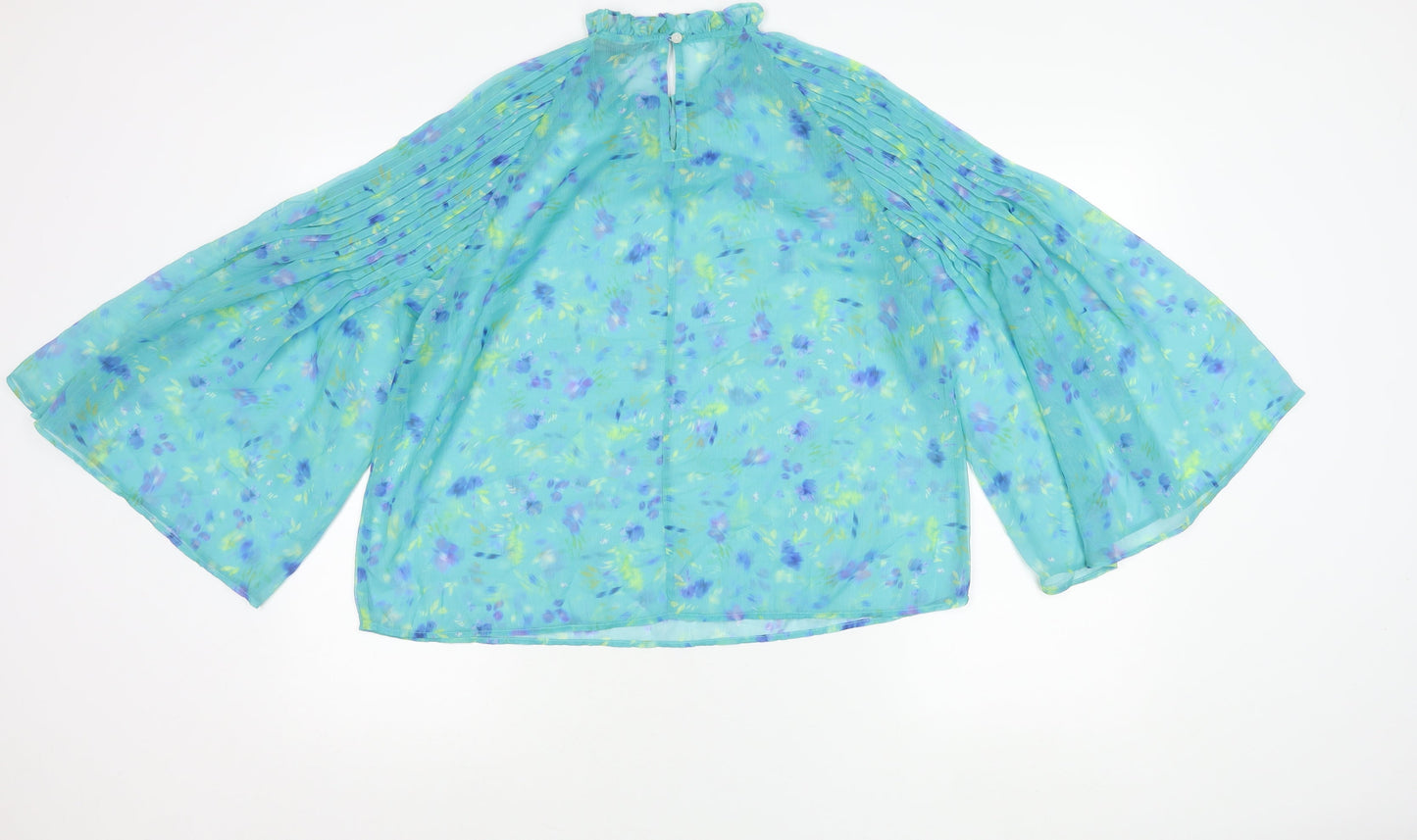 French Connection Women’s Multicoloured Floral Chiffon Blouse M