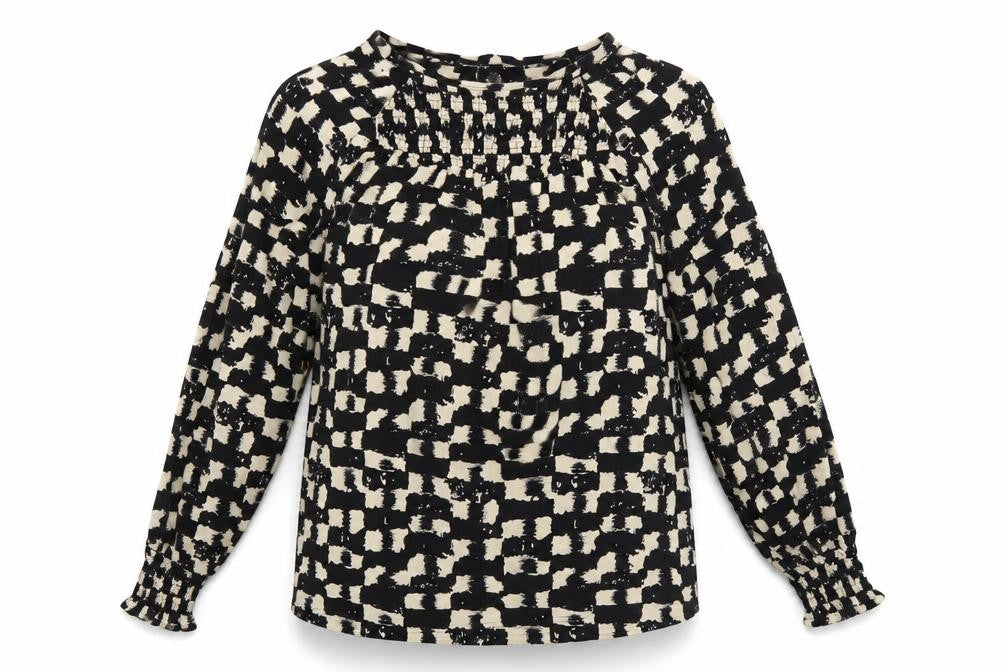Next Womens Black Geometric Viscose Tunic Blouse Size 10