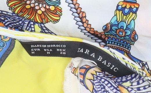 Zara Basic Women’s Yellow Multicolour Floral Midi Shift Dress Size 12