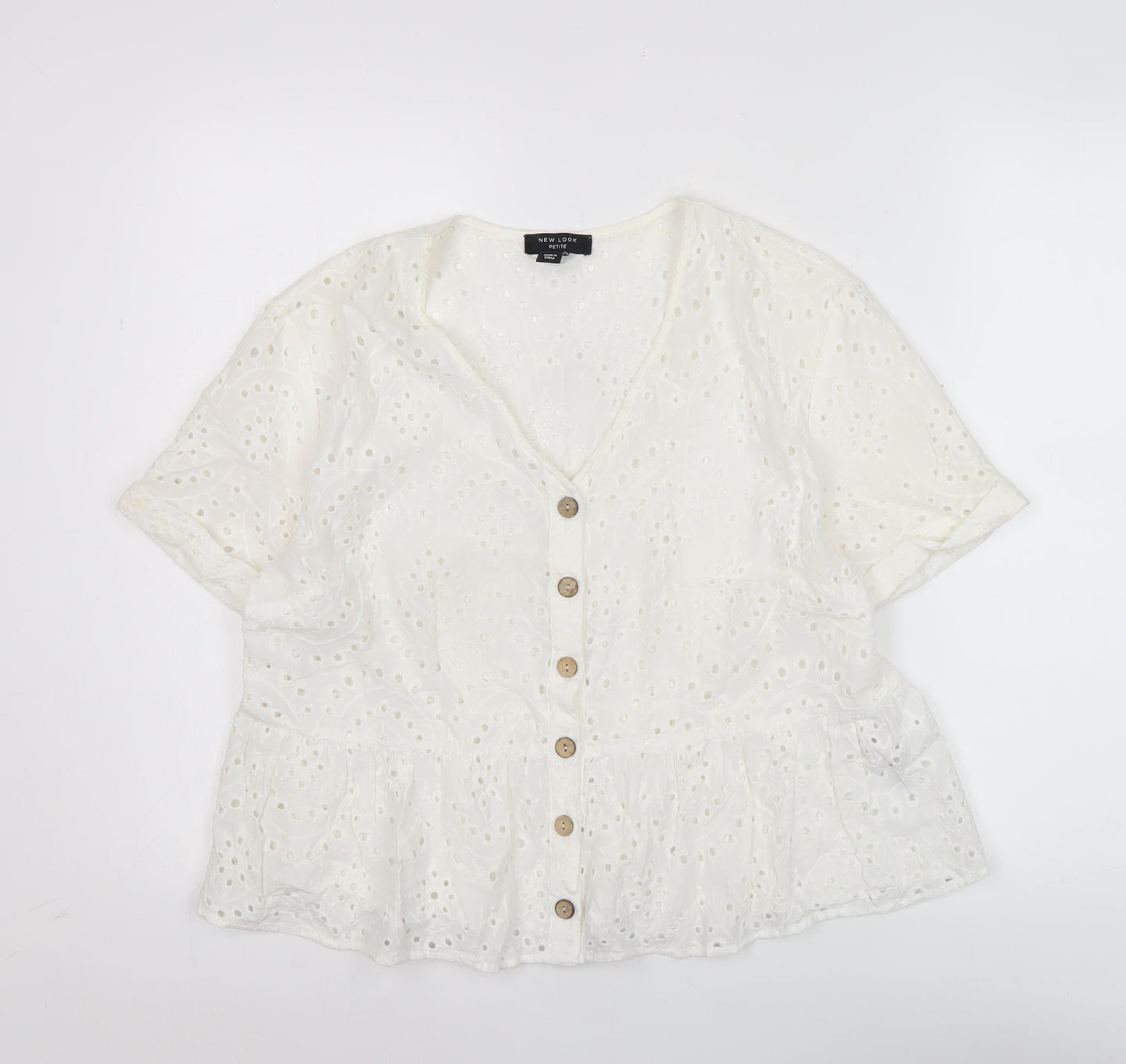 New Look Women’s White Cotton Lace Tunic Blouse UK 16 Petite