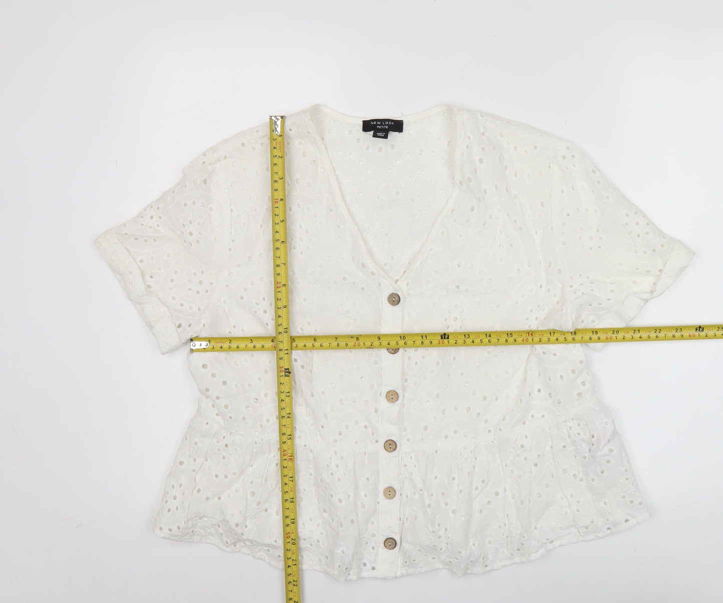 New Look Women’s White Cotton Lace Tunic Blouse UK 16 Petite