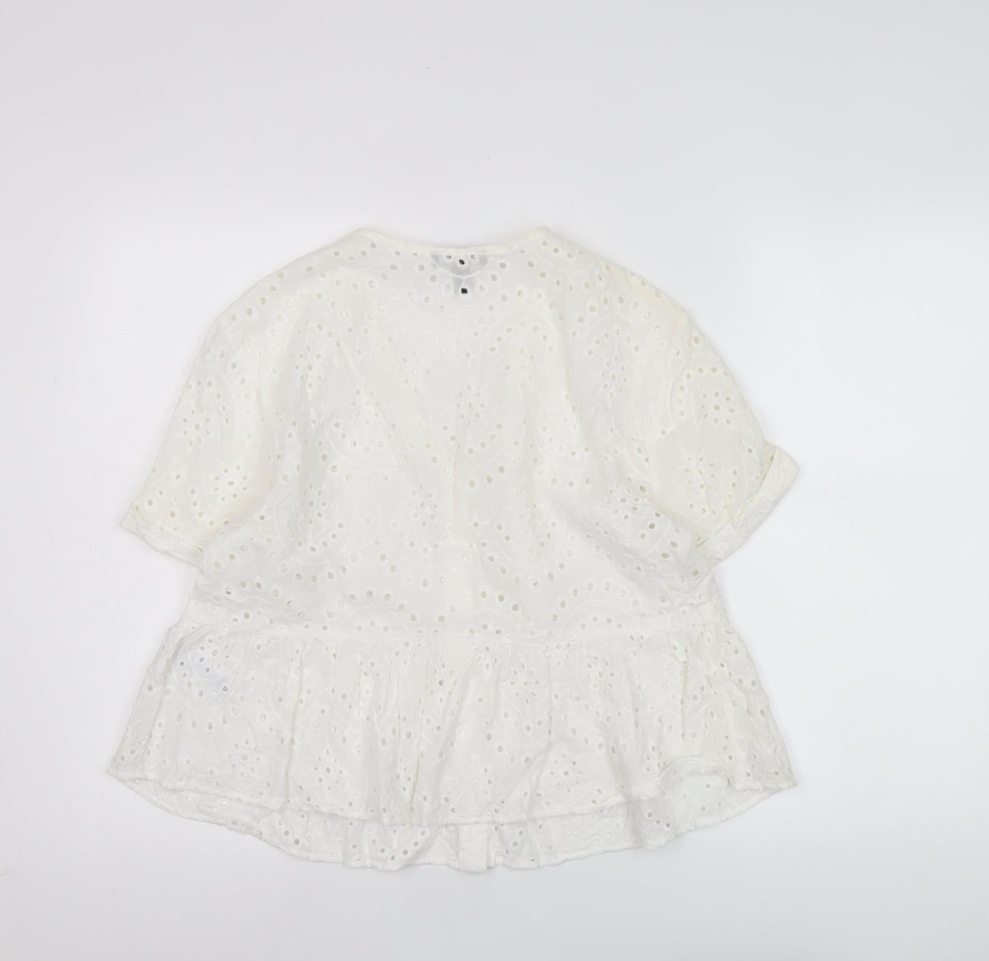 New Look Women’s White Cotton Lace Tunic Blouse UK 16 Petite