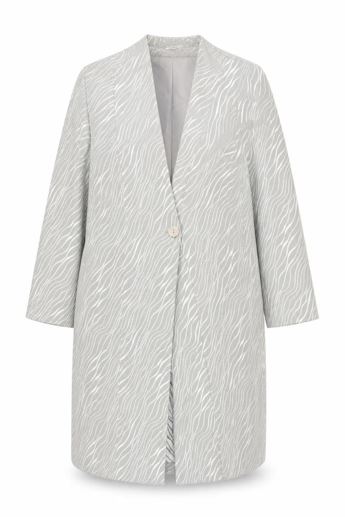 Mark Angelo Womens Grey Animal Print Long Coat Size 16 Polyester