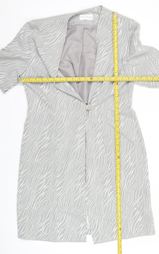 Mark Angelo Womens Grey Animal Print Long Coat Size 16 Polyester