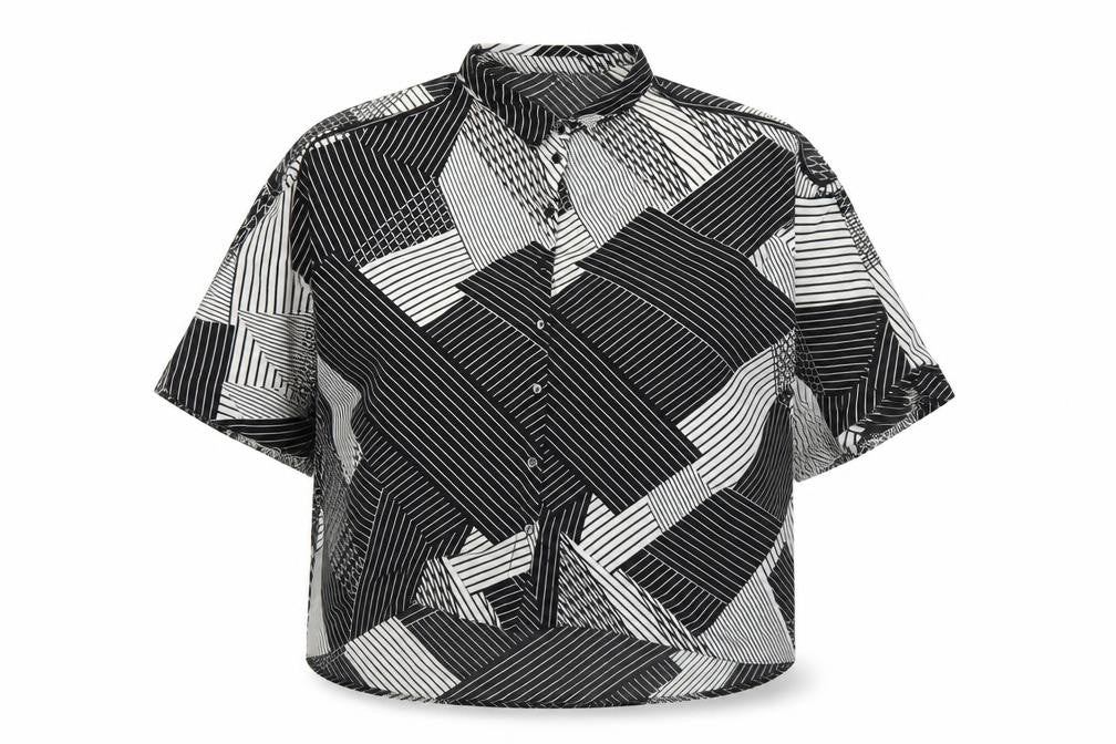 New Look Womens Black Geometric Cold Shoulder Button Up Shirt Size 12