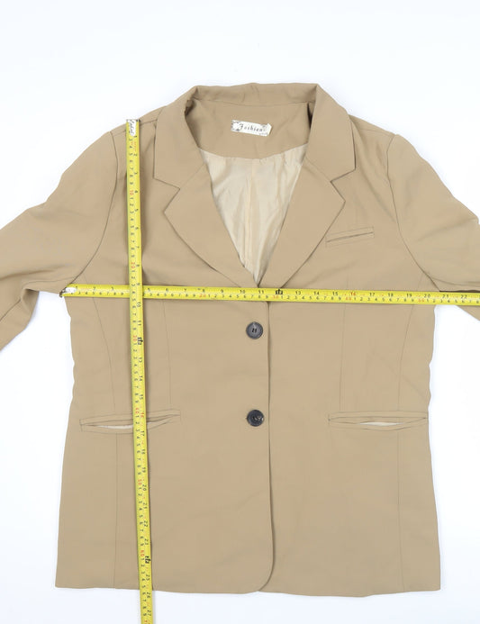 Fashion Women's Beige M Blazer Single-Breasted Work Jacket