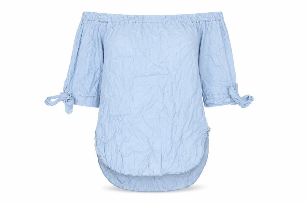 Blue Vanilla Women’s Blue Off Shoulder Tunic Blouse Size S