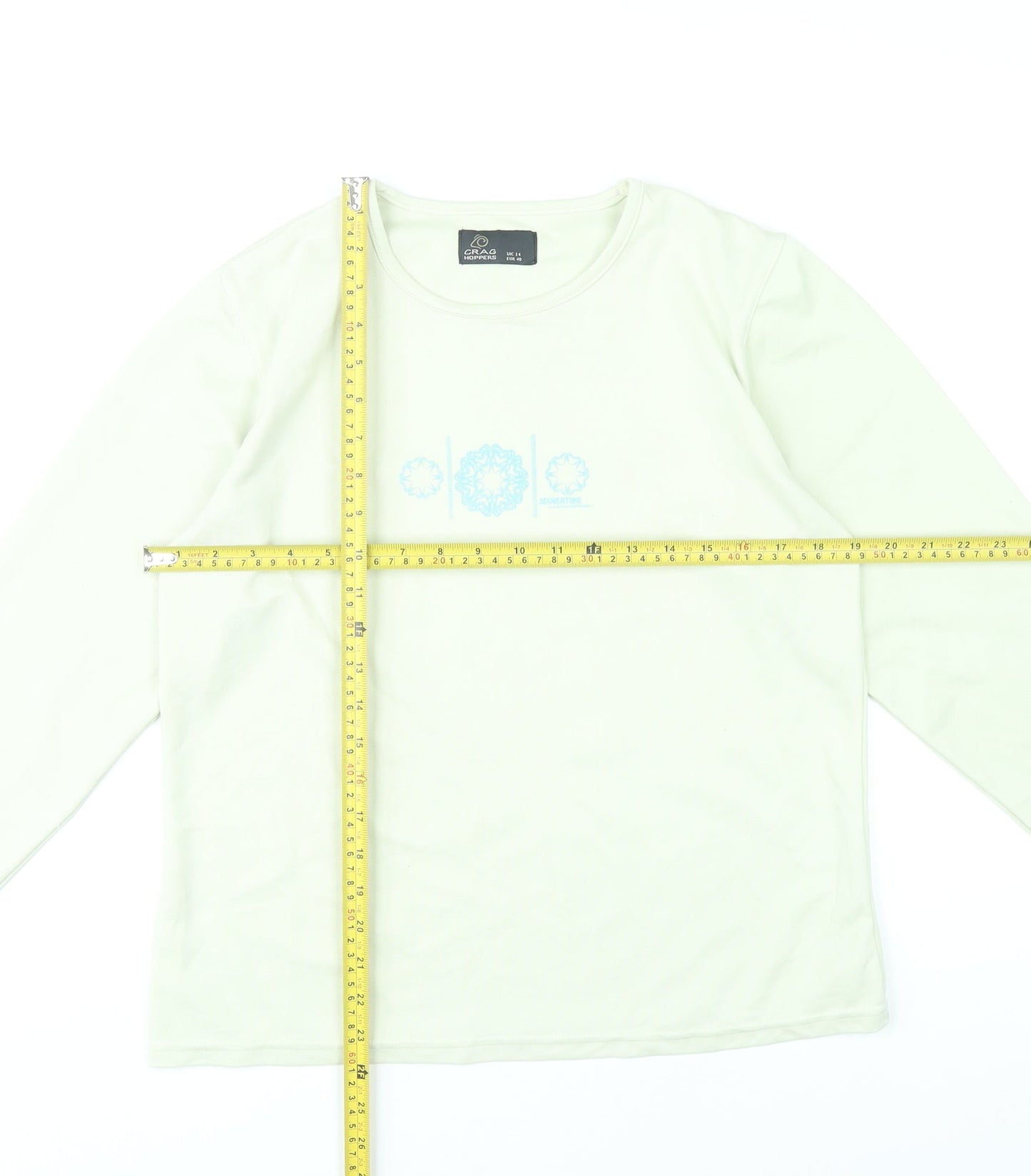 Craghoppers Womens Ivory Size 14 Long Sleeve Crew Neck Polyester T-Shirt