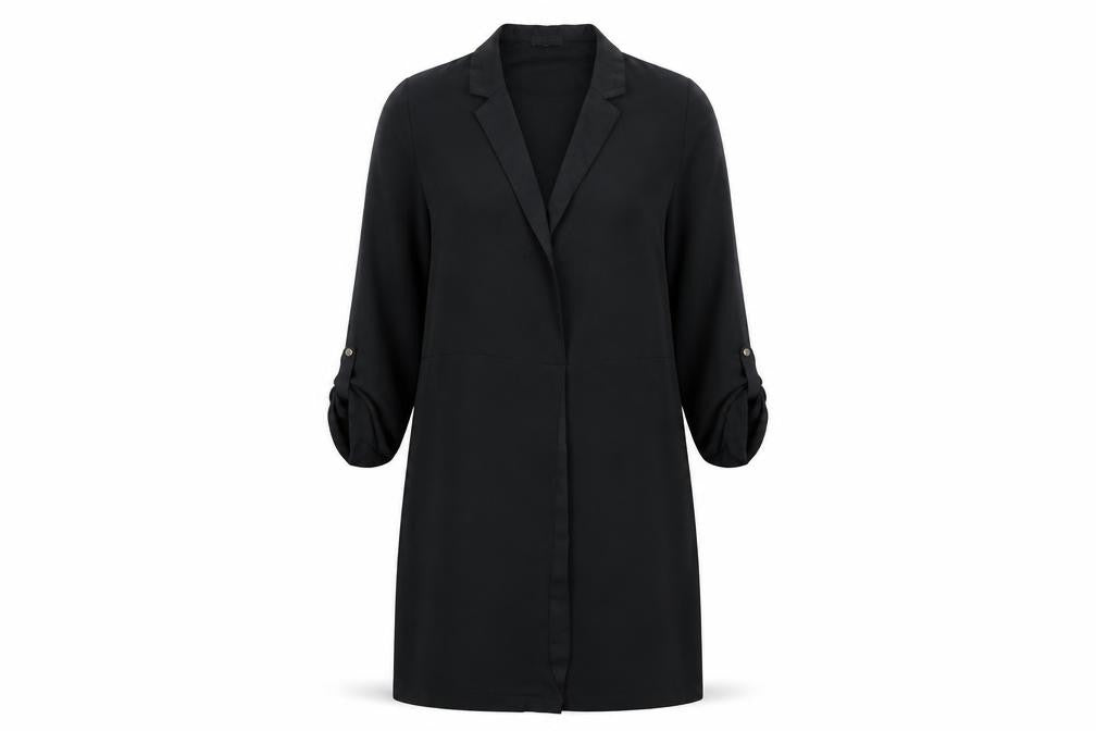 River Island Women Black Size 10 Shift Collared Knee Length Dress