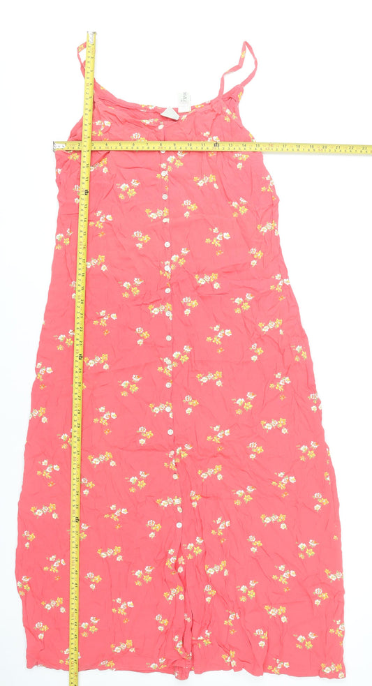 GAP Women’s Pink Floral Midi Slip Dress Size L Rayon Summer