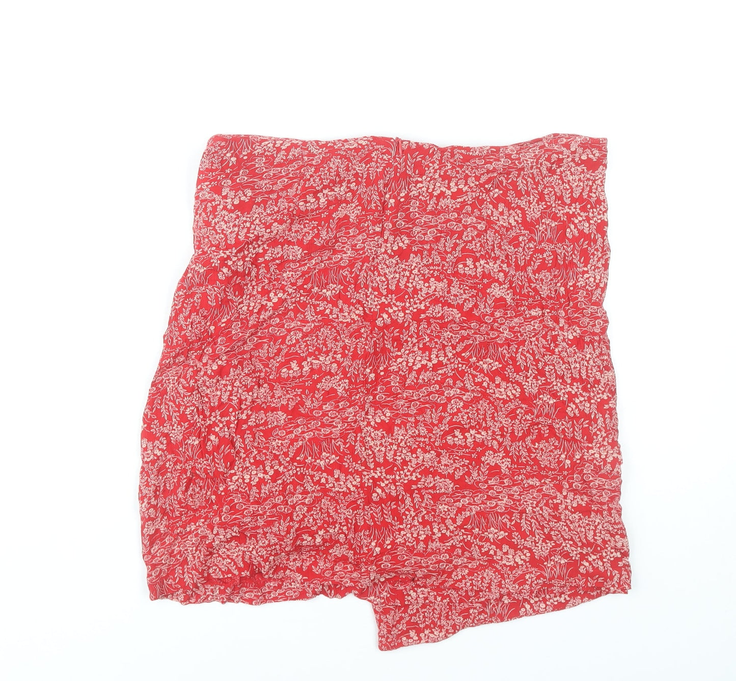 Fat Face Womens Red Floral Wrap Skirt Size 10 Viscose Summer Short