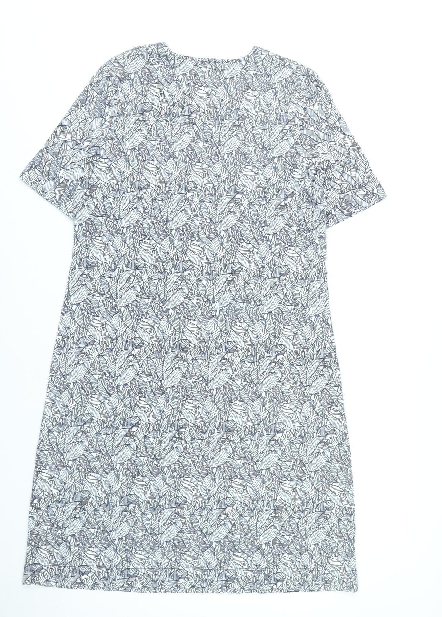 Tigi Womens Grey Leaf Print Shift Dress Size 10-12 Casual