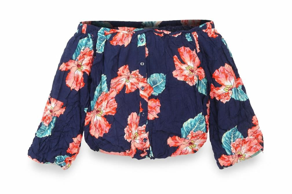 Solitaire Women’s Multicoloured Floral Rayon Blouse L Off Shoulder