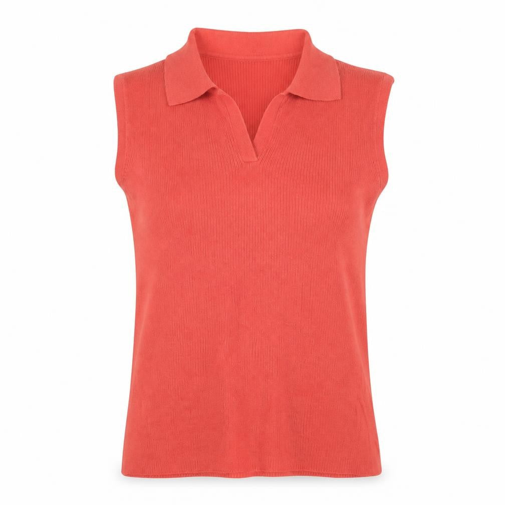 Villager Liz Claiborne Womens Red Sleeveless Polo Knit Top M