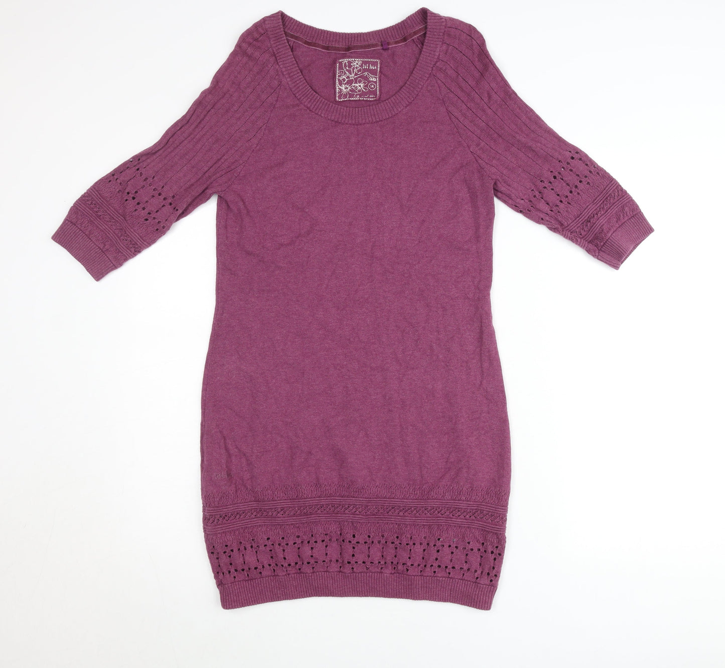 Fat Face Women’s Purple Wool Cotton Jumper Dress Size 14