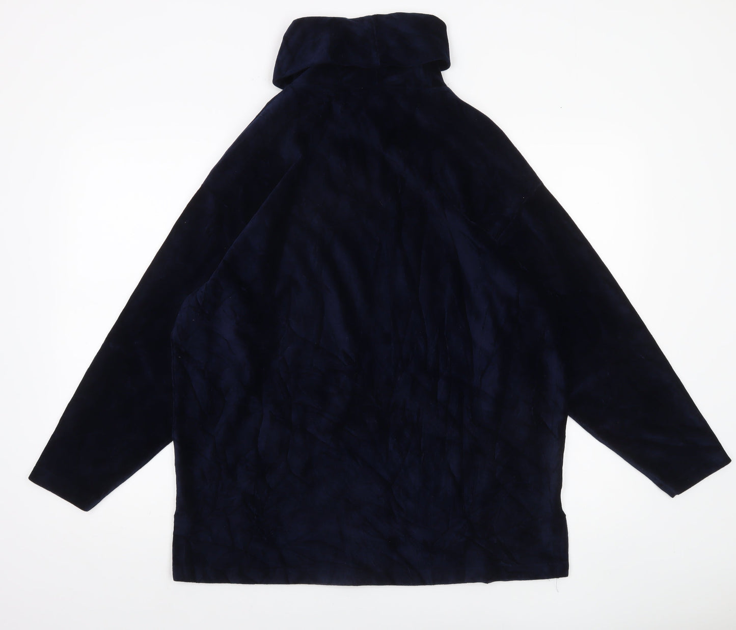 Marks and Spencer Women’s Navy Blue Roll Neck Blouse UK 12 Cotton Blend