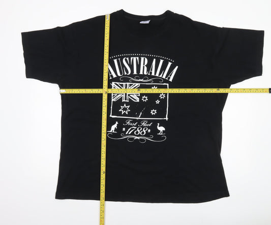 Australian Grown Men's XL Black Cotton Australia Patriotic Graphic T-Shirt