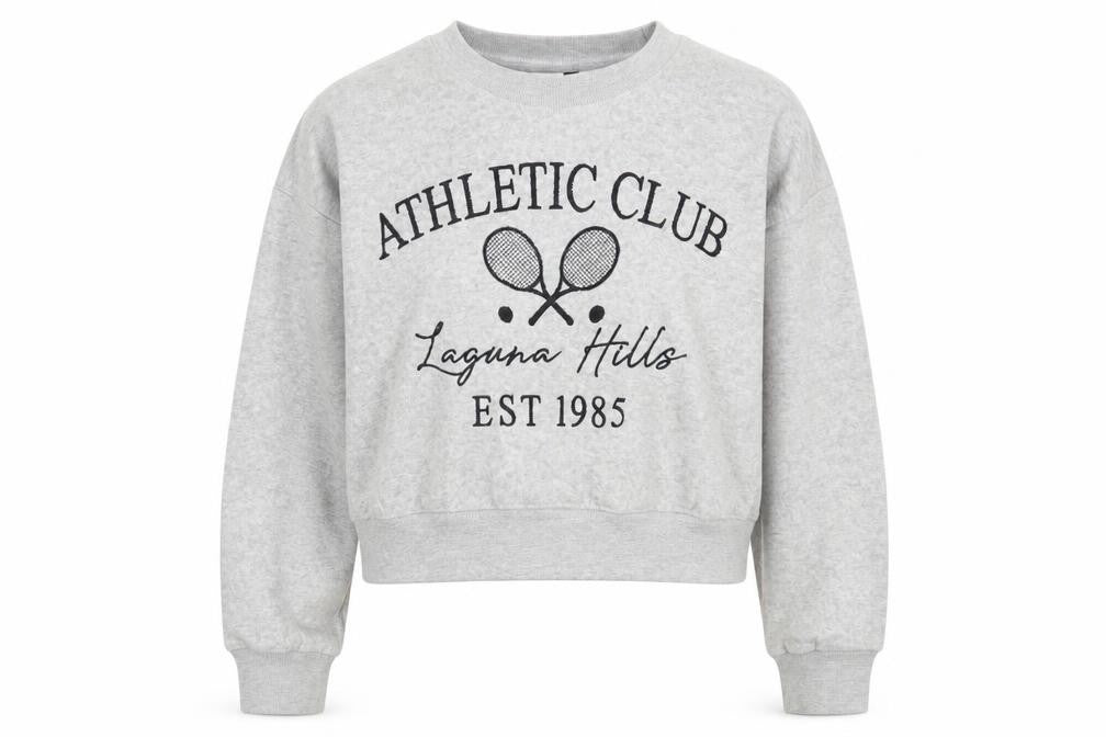 Pep&Co Women Grey Medium Pullover Sweatshirt Athletic Club Print