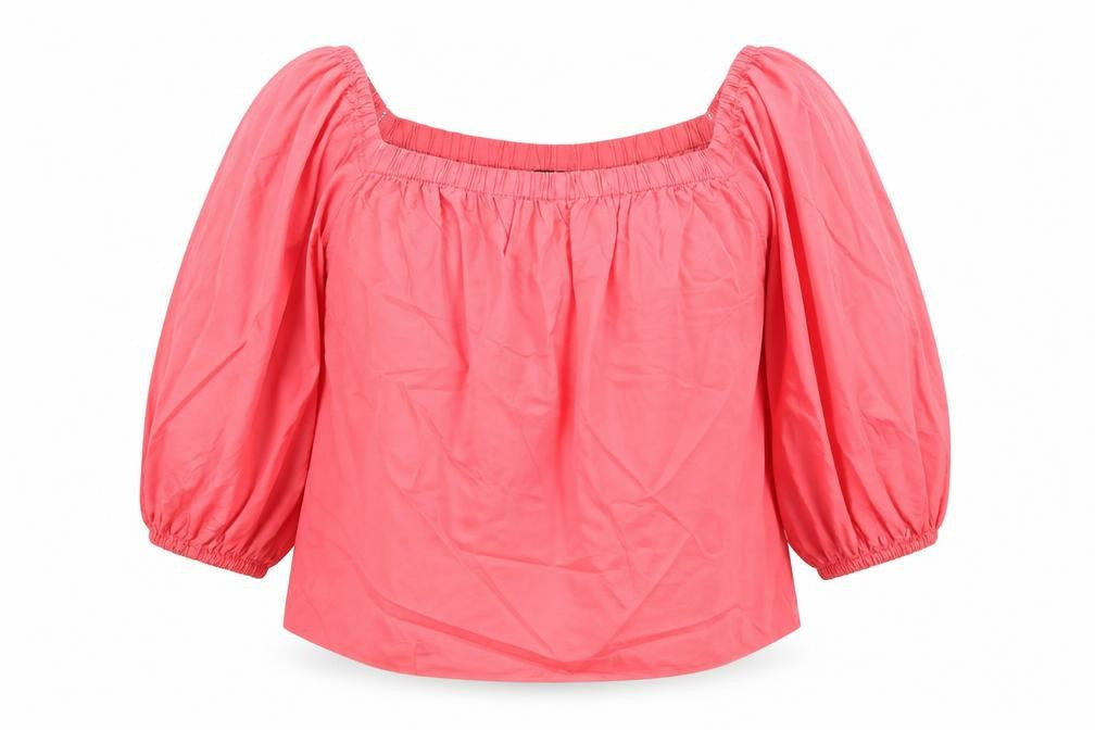 New Look Women’s Pink Cotton Peasant Blouse Size 18 Puff Sleeve