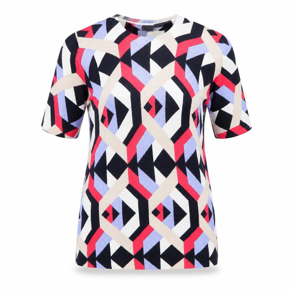 Marks and Spencer Womens Multicoloured Geometric Jumper UK 10 Short Sleeve