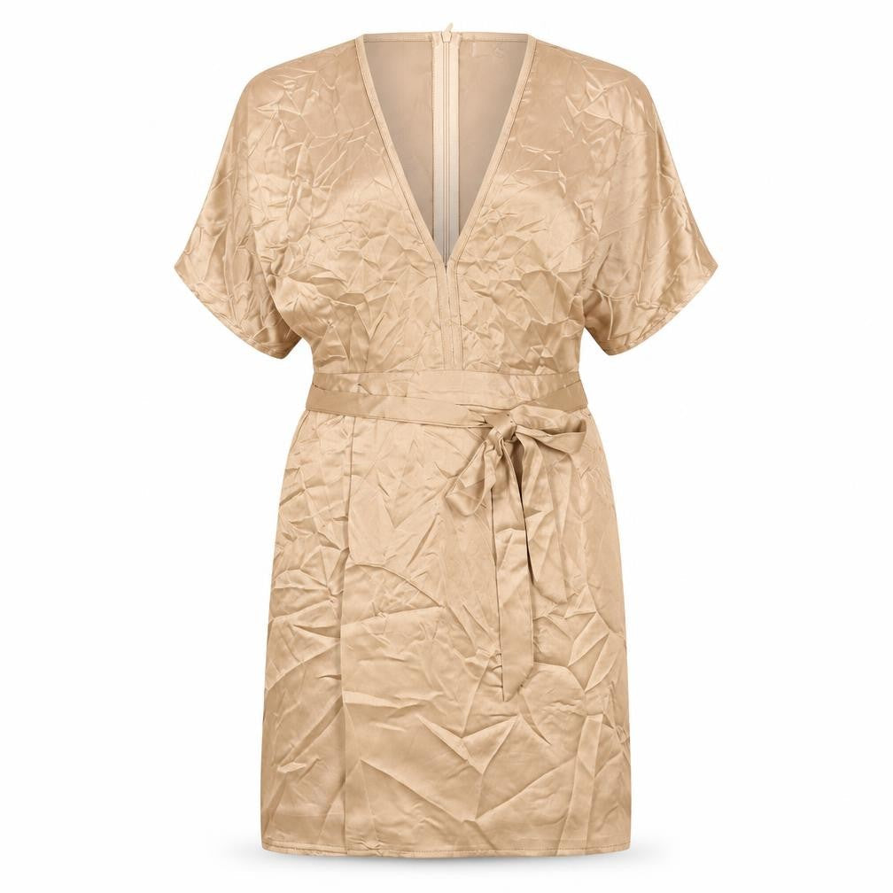 Missguided Women’s Beige Size 10 Wrap Dress Kimono Sleeve Short