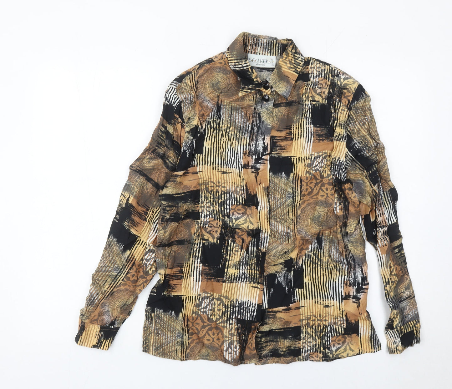 San Remo Women’s Multicoloured Geometric Long Sleeve Viscose Blouse Size 8