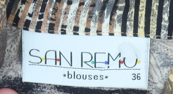 San Remo Women’s Multicoloured Geometric Long Sleeve Viscose Blouse Size 8