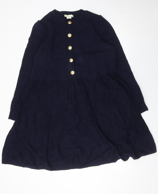Boden Women’s Blue Long Sleeve Shift Dress Size 14 Button Front