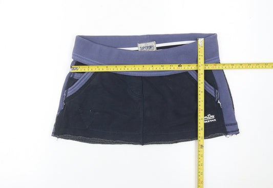 Superdry Women’s Blue Skater Short Skirt Size M Pockets Logo