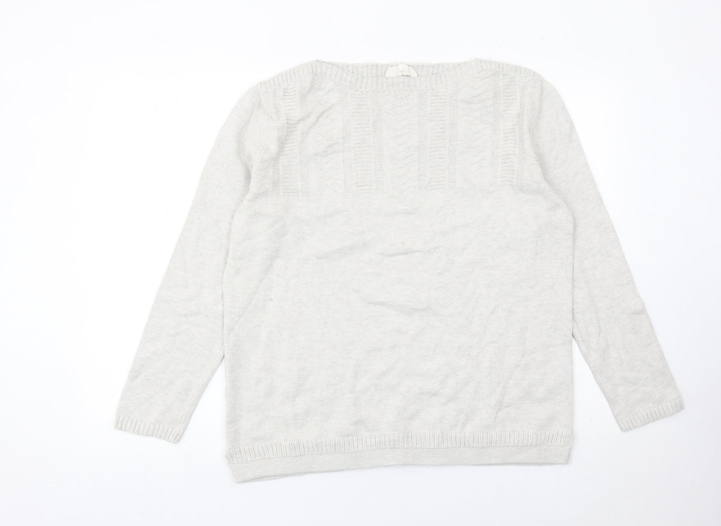 Seasalt Women Grey Organic Cotton Crew Neck Jumper Size 16
