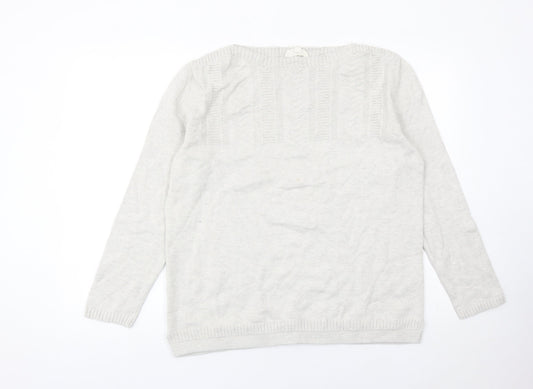Seasalt Women Grey Organic Cotton Crew Neck Jumper Size 16