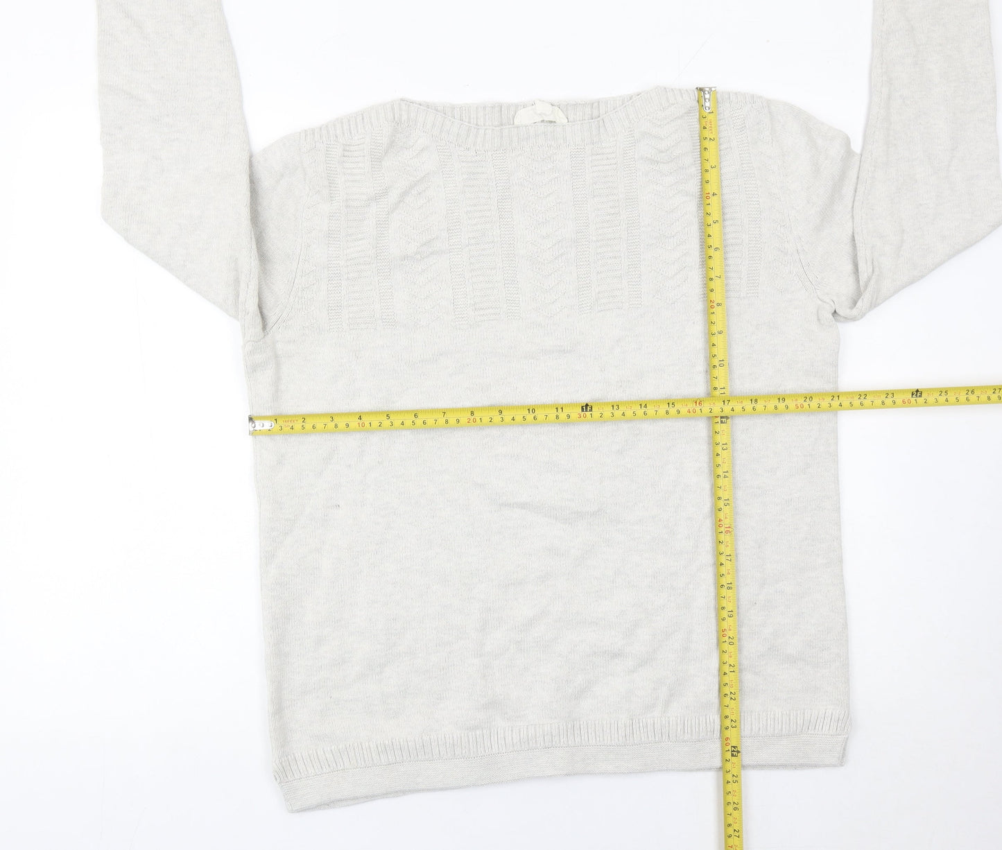 Seasalt Women Grey Organic Cotton Crew Neck Jumper Size 16