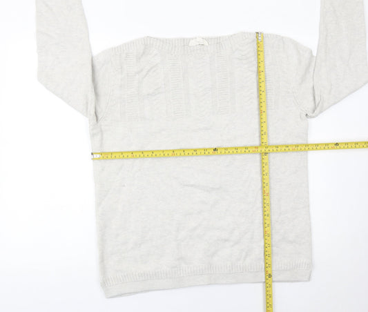 Seasalt Women Grey Organic Cotton Crew Neck Jumper Size 16