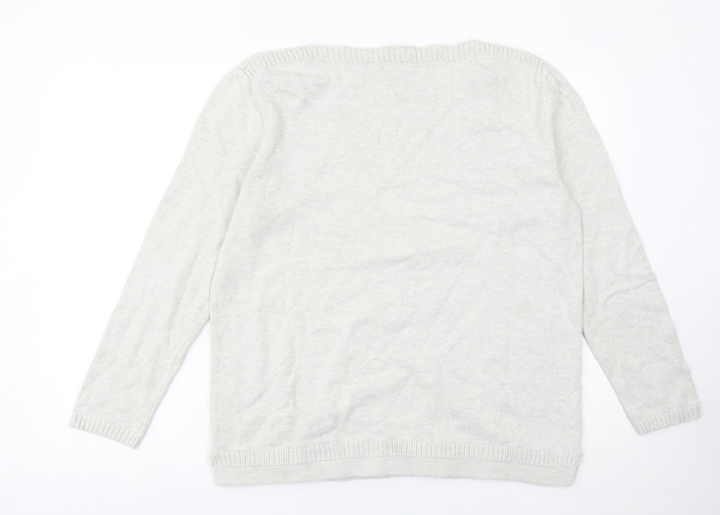 Seasalt Women Grey Organic Cotton Crew Neck Jumper Size 16