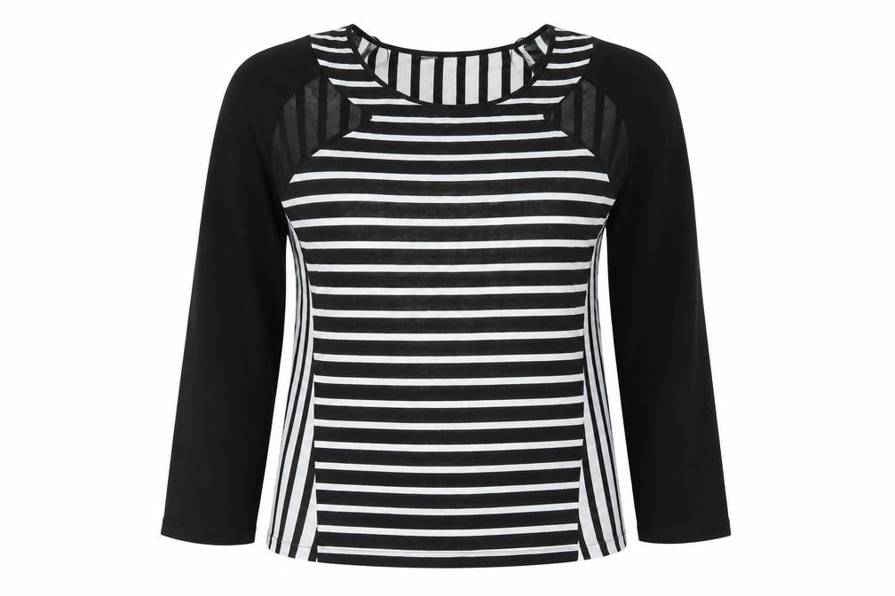 Zara Basic Women’s Black Striped Blouse Size 8 Long Sleeve