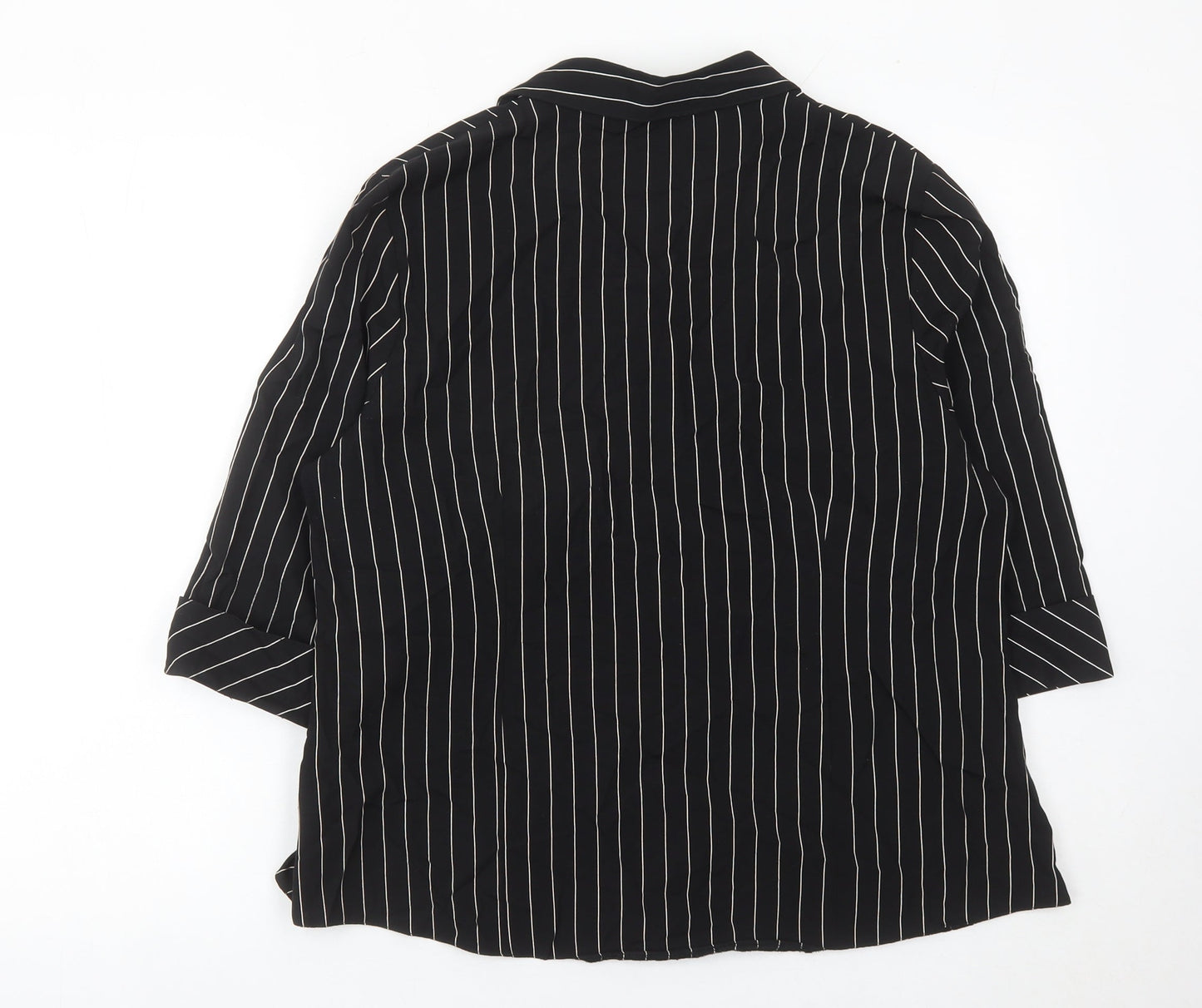 Bonmarché Women’s Black Striped Button-Up Shirt Size 16