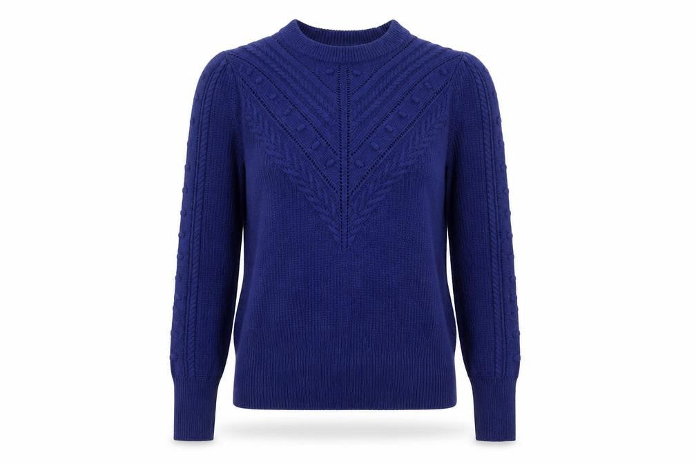Marks and Spencer Women’s Blue Size 8 Cable-Knit Jumper